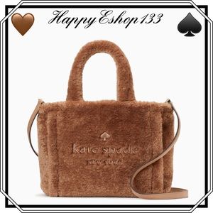 ♠️🤎 kate spade Ella Faux Fur Shearling Small Tote Crossbody Signature Bag
